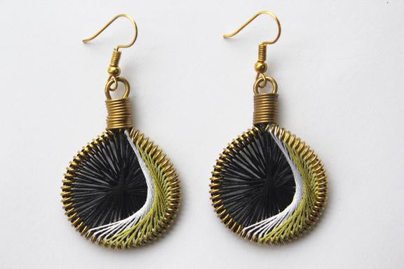 Drop Earrings Not Bombs - Ripples (Hilal - Olive)