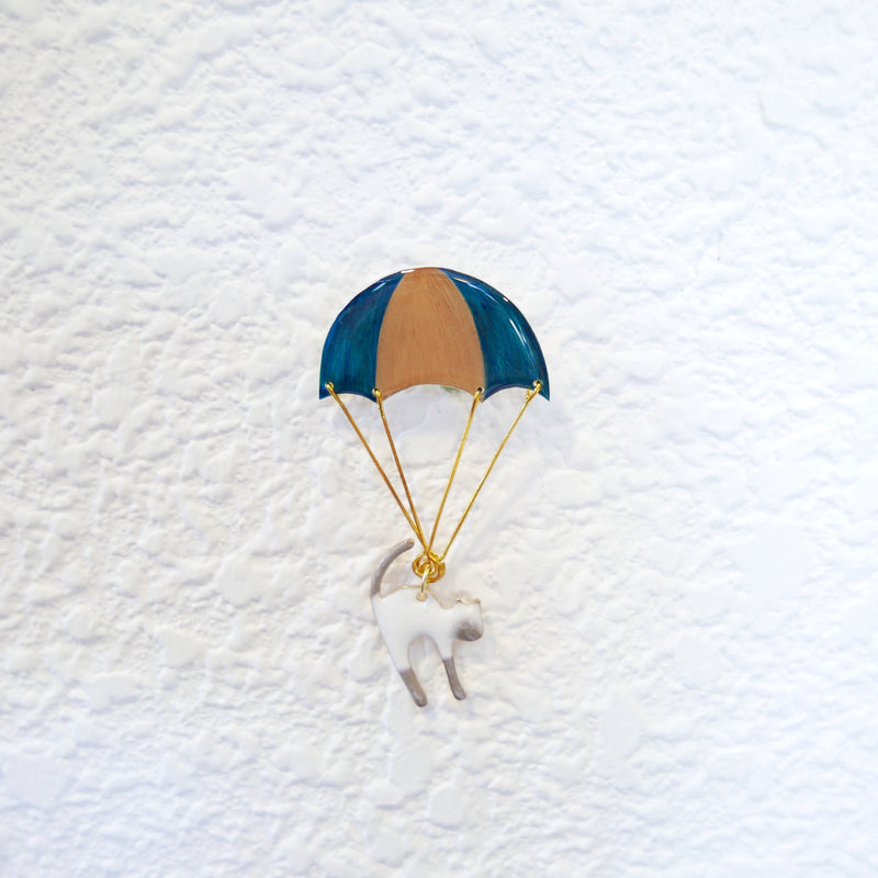 Cat With A Parachute Brooch